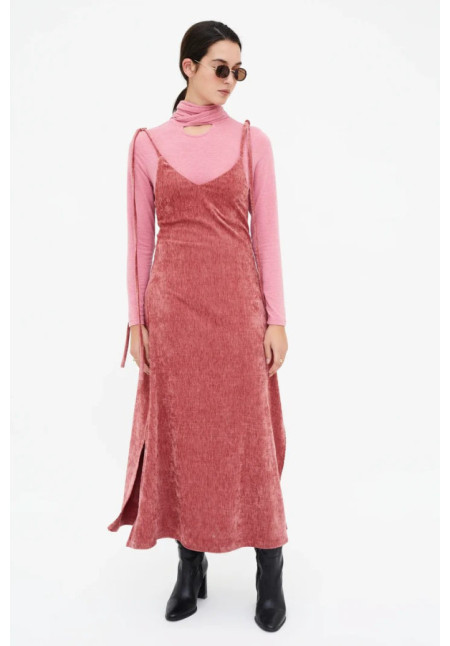 Vestido largo terciopelo rosa