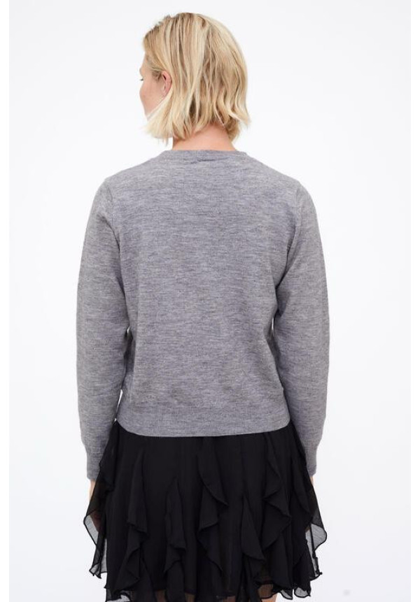 Jersey punto gris con aplique joya