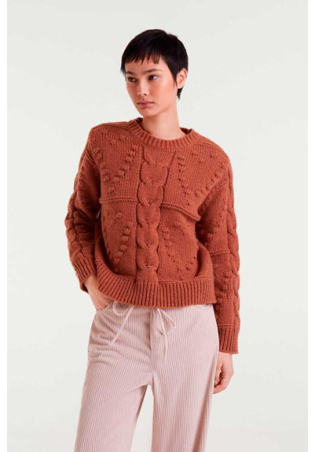 Jersey Punto Trenzado marrón