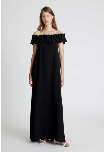 Vestido largo escote barco  negro