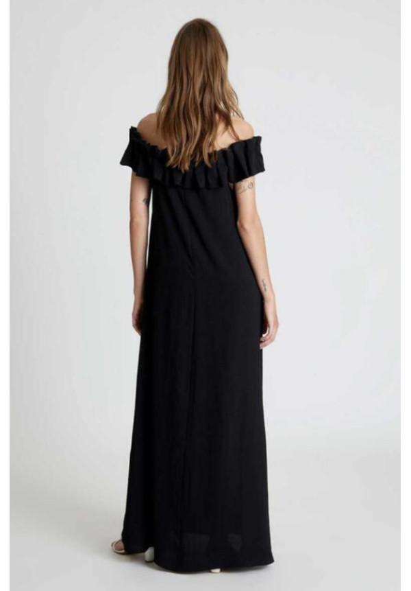 Vestido largo escote barco  negro