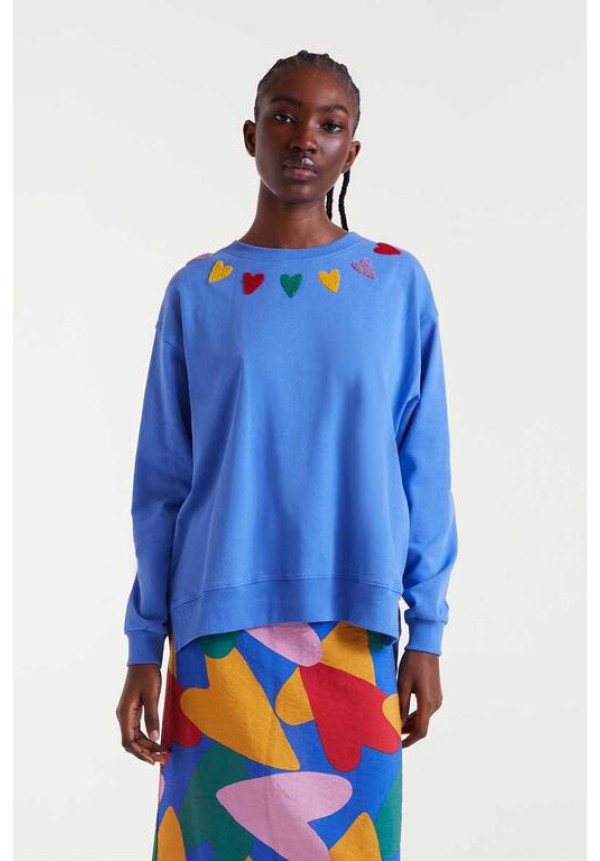 Sudadera 100% algodón con bordado de corazones