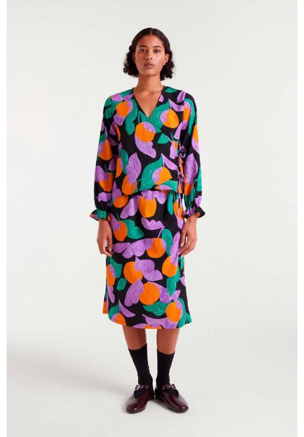 Top Cuello Pico con Estampado Apricot