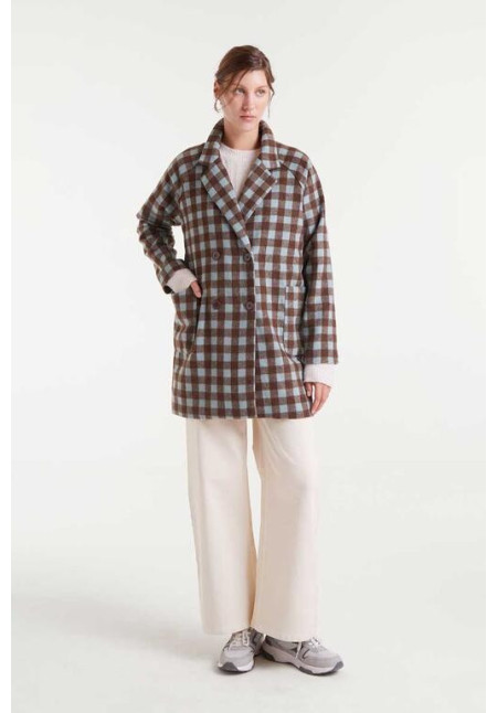 Abrigo Cuadros Verde Marrón