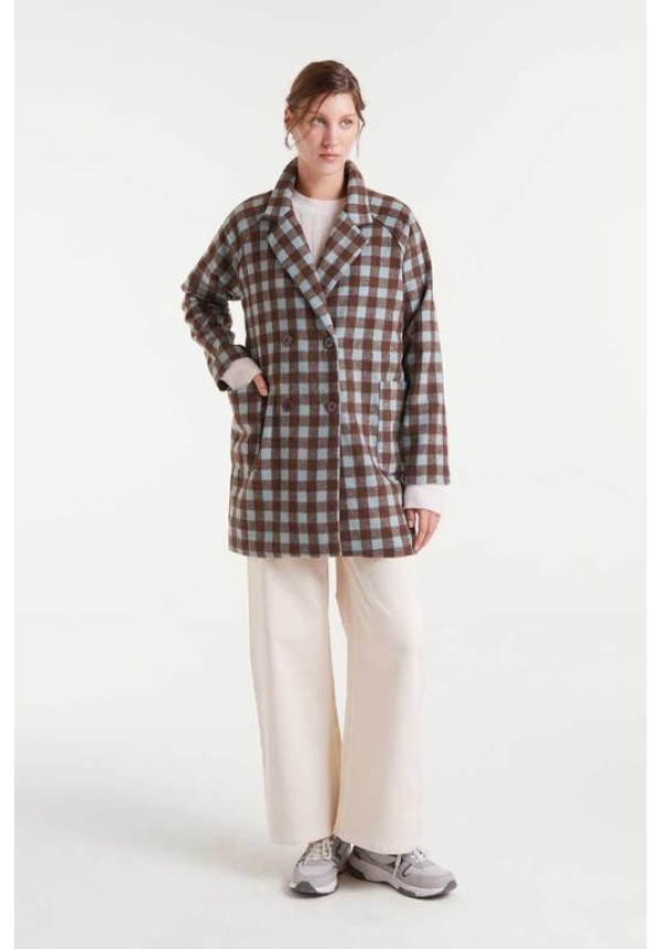 Abrigo Cuadros Verde Marrón