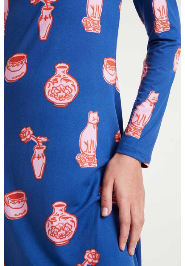 Vestido azul estampado cat