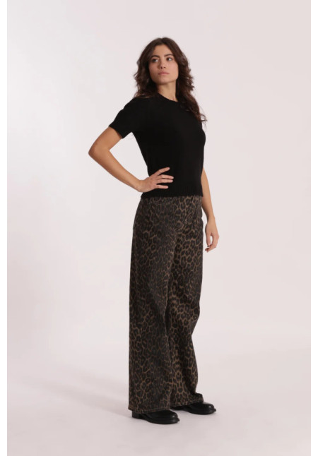 Pantalón Estampado Leopardo Wide Leg
