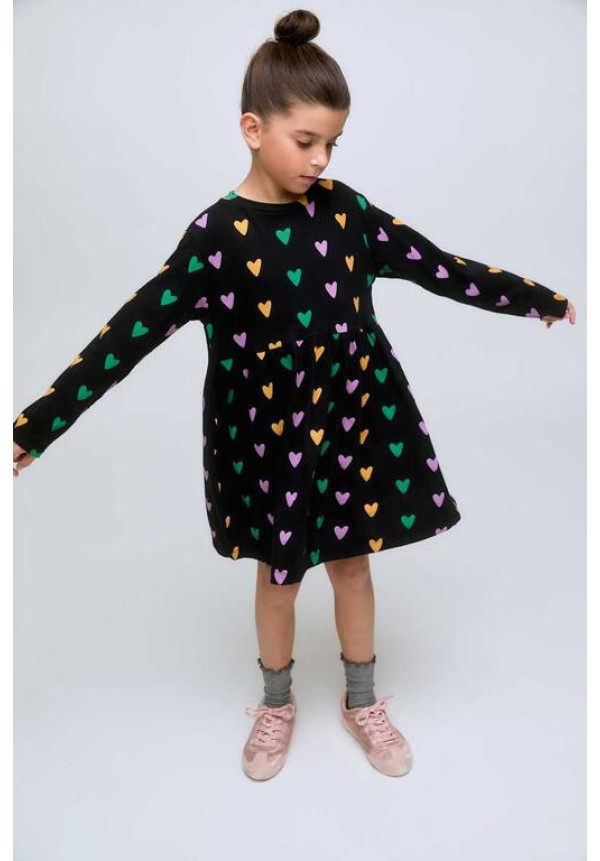 Vestido fondo negro estampado cupido linea