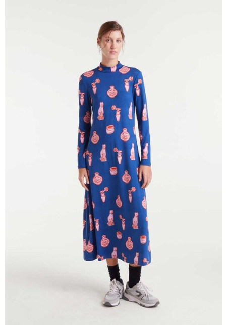 Vestido azul estampado cat