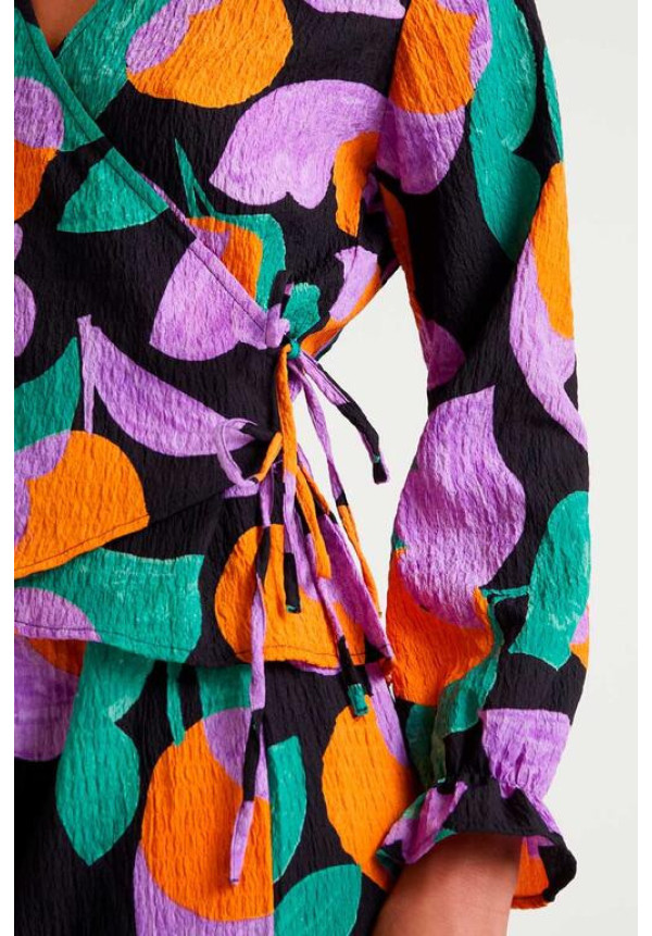 Top Cuello Pico con Estampado Apricot