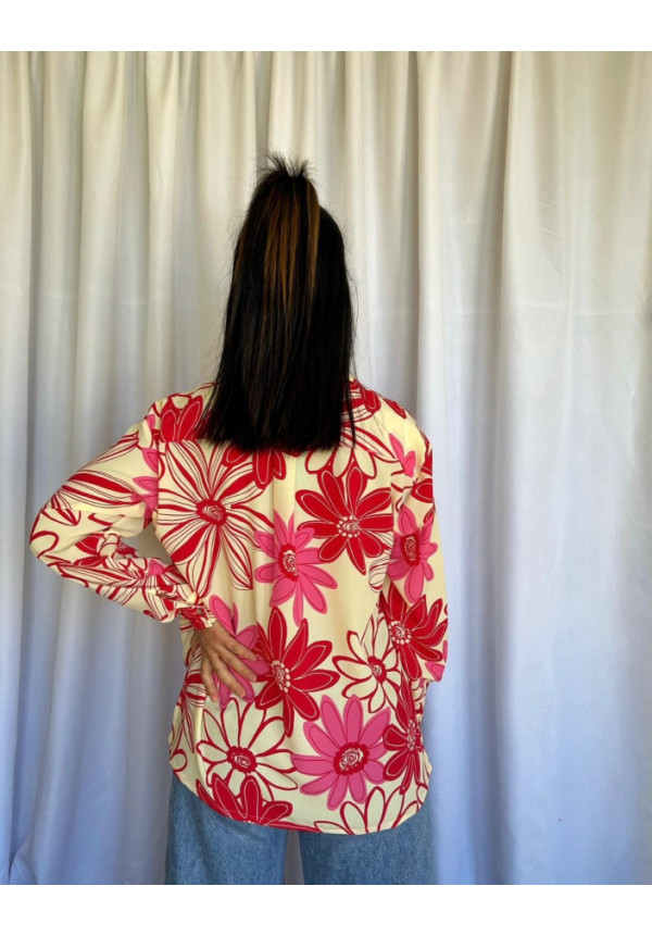 Camisa Sangra Flores Vainilla