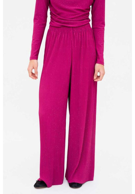 Pantalón Crepe Plisado Magenta