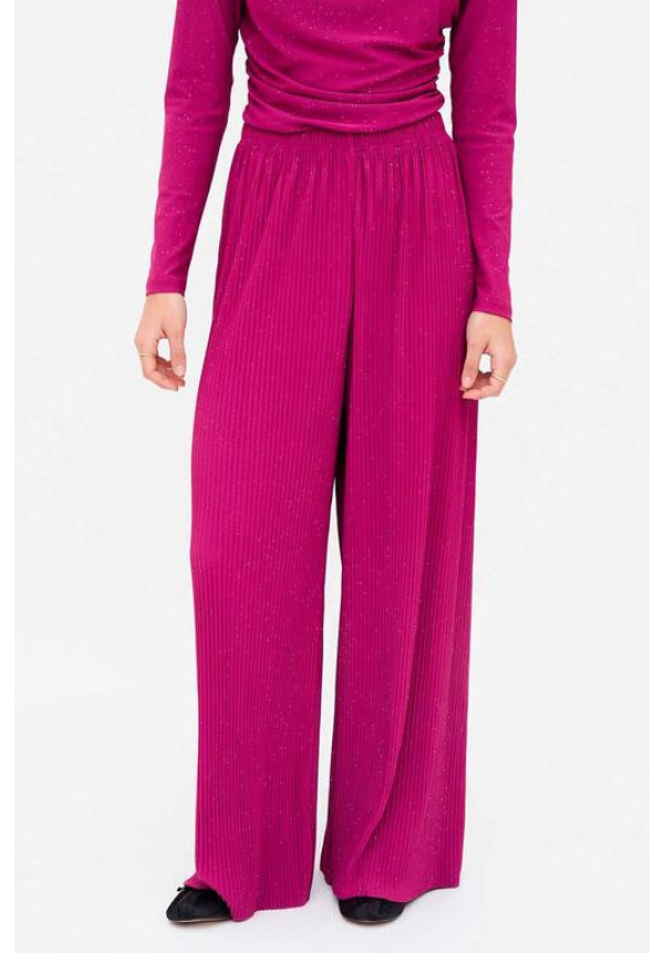 Pantalón Crepe Plisado Magenta