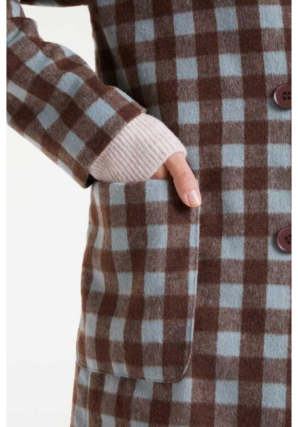 Abrigo Cuadros Verde Marrón