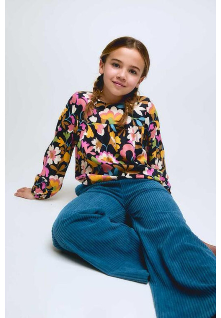 Pantalón ancho pana de niña color azul