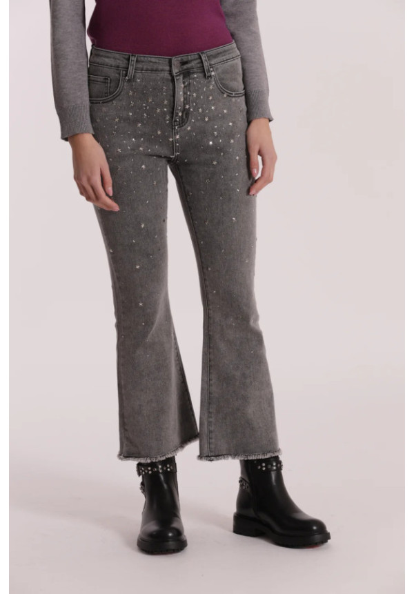 Pantalón Vaquero Flared Aplicaciones