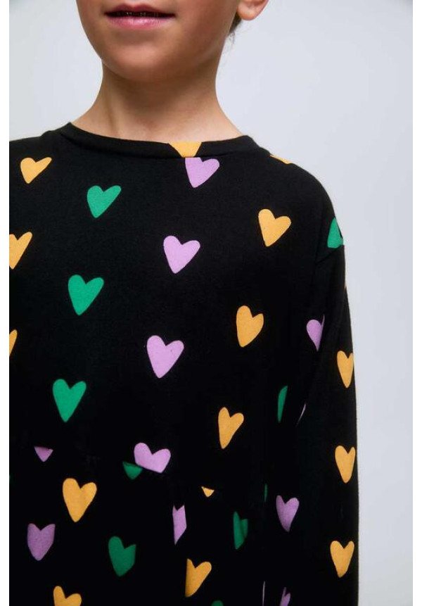 Vestido fondo negro estampado cupido linea