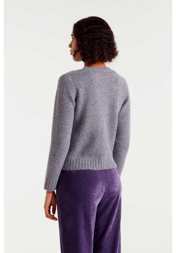 Jersey de punto gris con lentejuelas