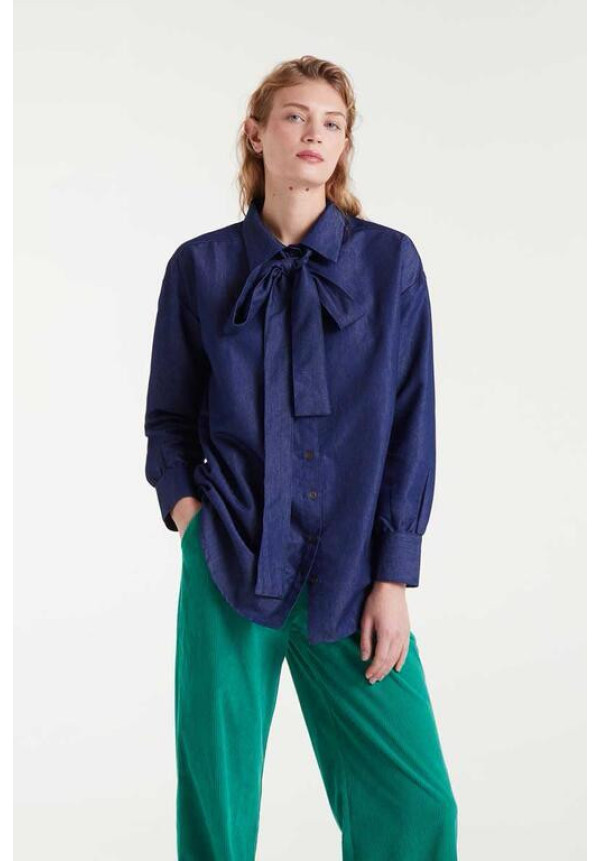 Camisa lazada chambray azul