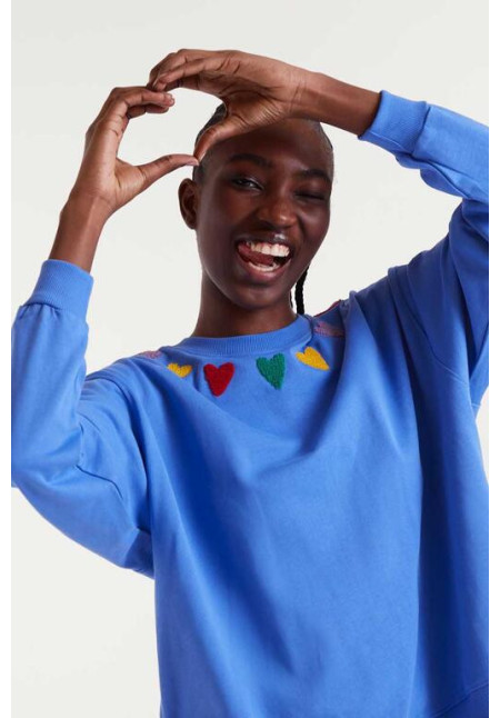 Sudadera 100% algodón con bordado de corazones