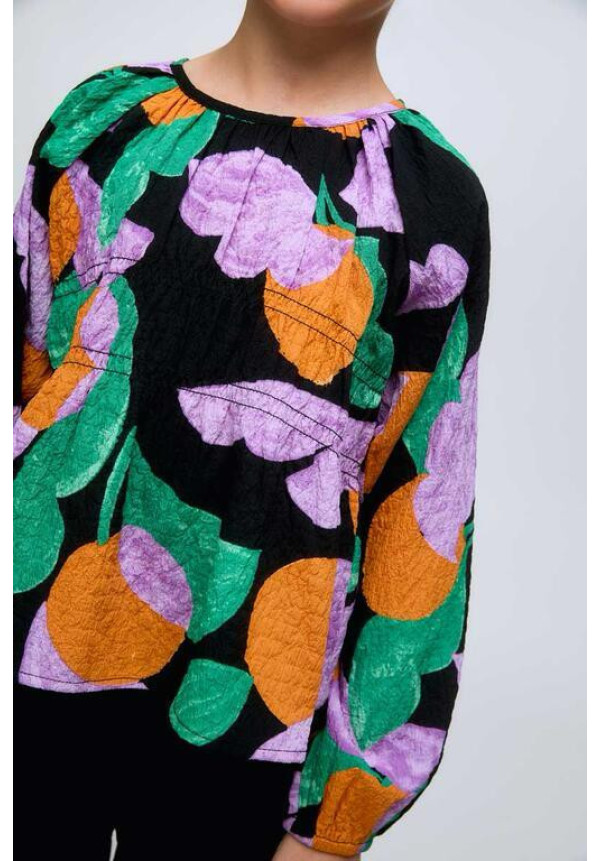 Top niña manga larga estampado tropical apricot