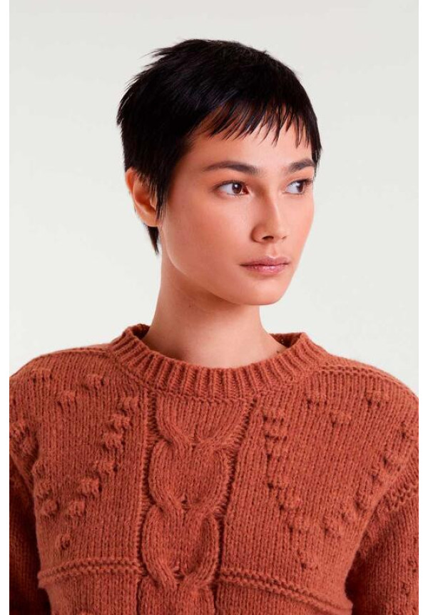 Jersey Punto Trenzado marrón