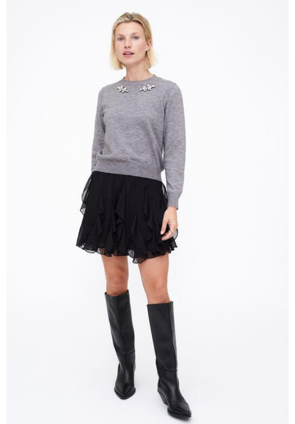 Jersey punto gris con aplique joya