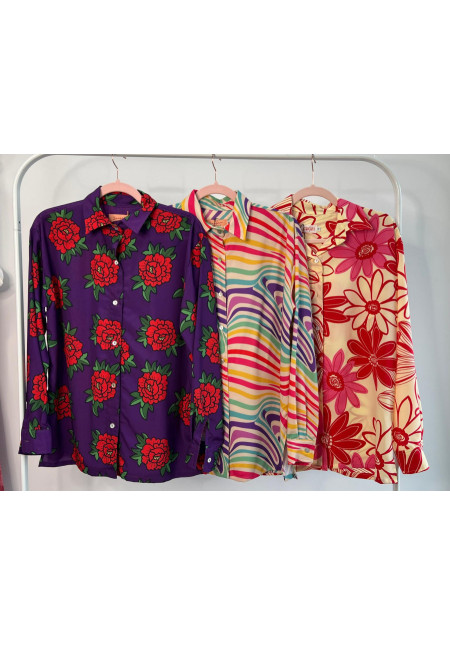 Camisa Manga larga mujer peonías