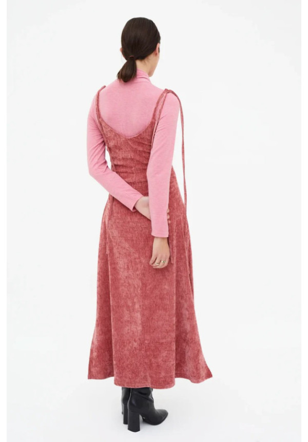 Vestido largo terciopelo rosa