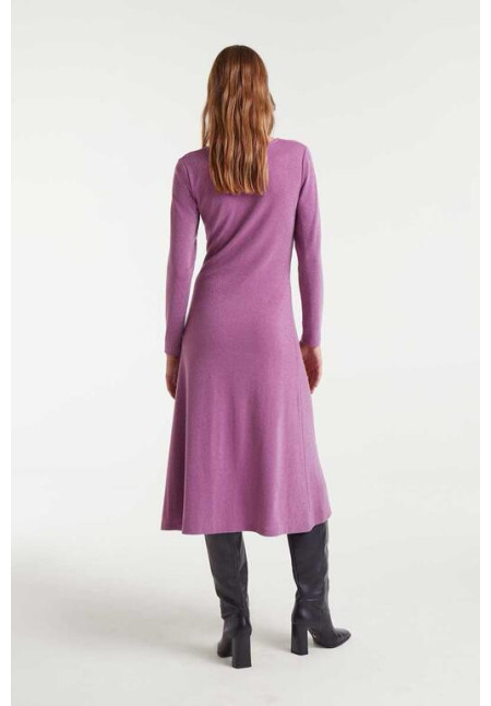 Vestido midi lila con escote anudado
