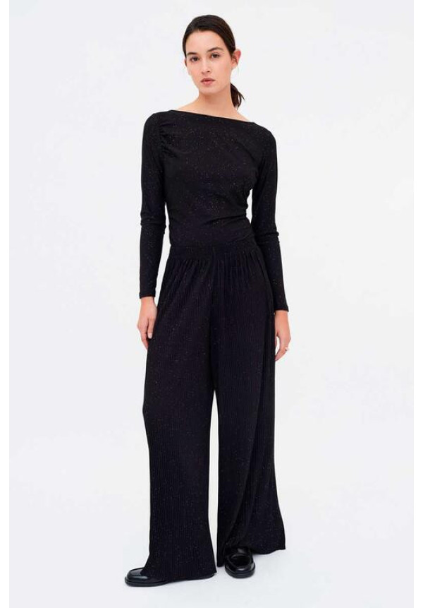 Pantalón Crepé Plisado Negro