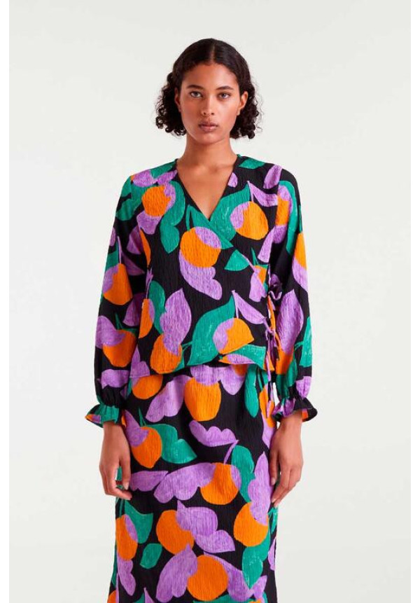 Top Cuello Pico con Estampado Apricot