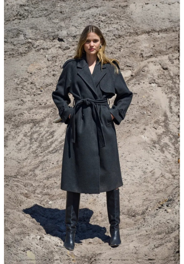 Abrigo corte gabardina gris