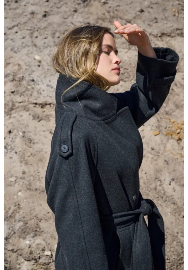 Abrigo corte gabardina gris