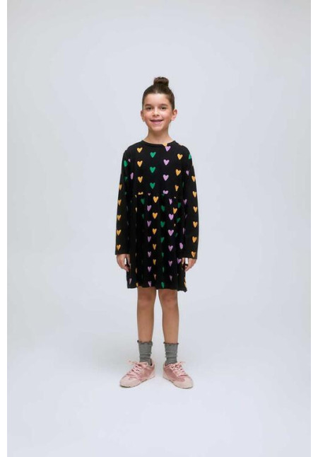 Vestido fondo negro estampado cupido linea