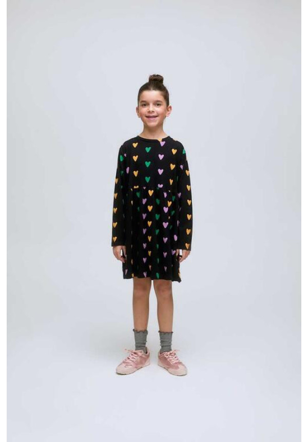 Vestido fondo negro estampado cupido linea