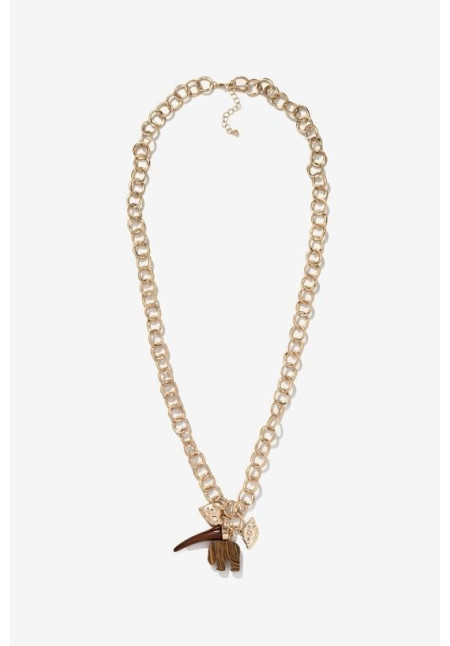 Collar grueso dorado charms