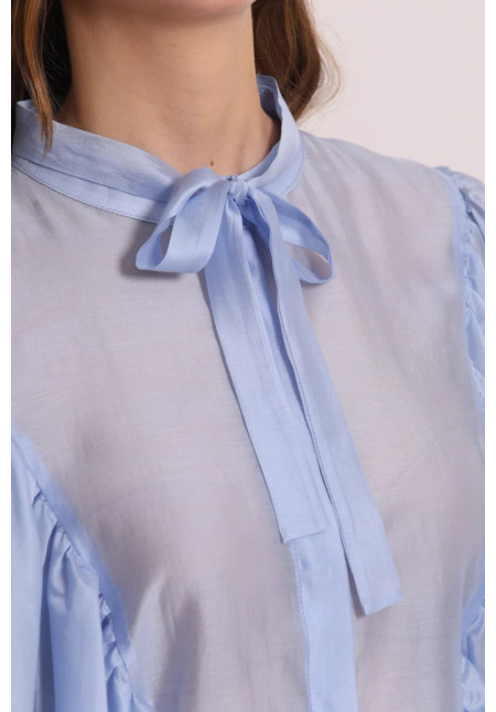 Blusa de manga larga efecto gasa