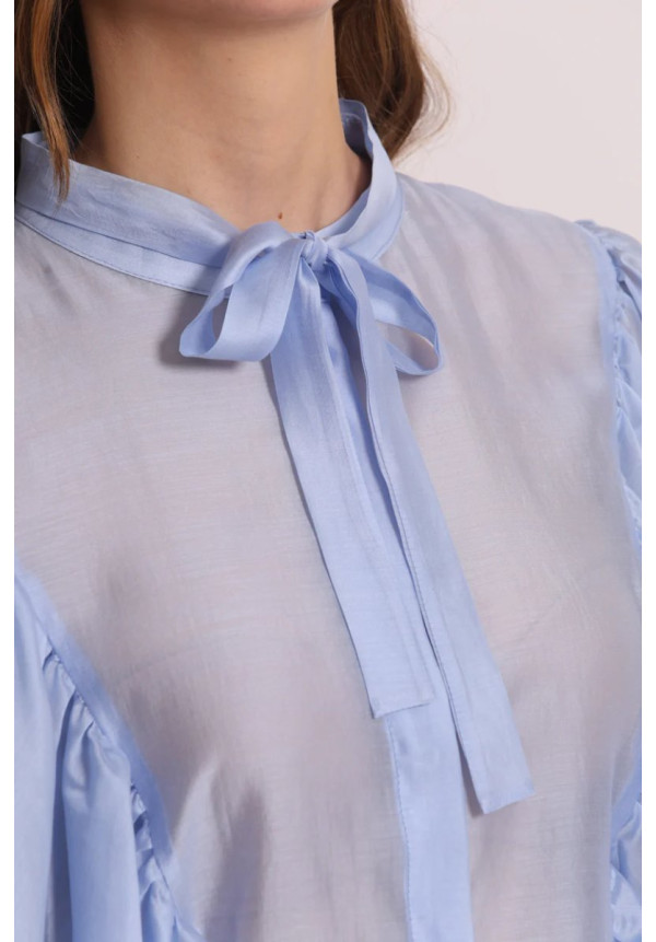 Blusa de manga larga efecto gasa