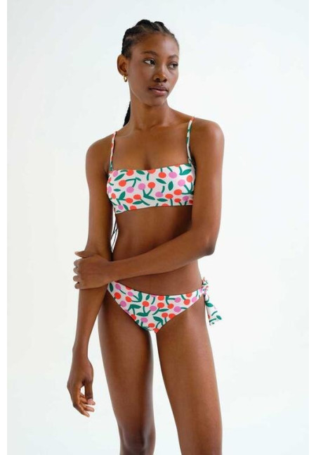 Top bikini recto estampado Guinda