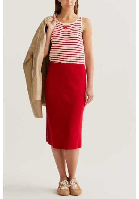 Falda midi punto rojo