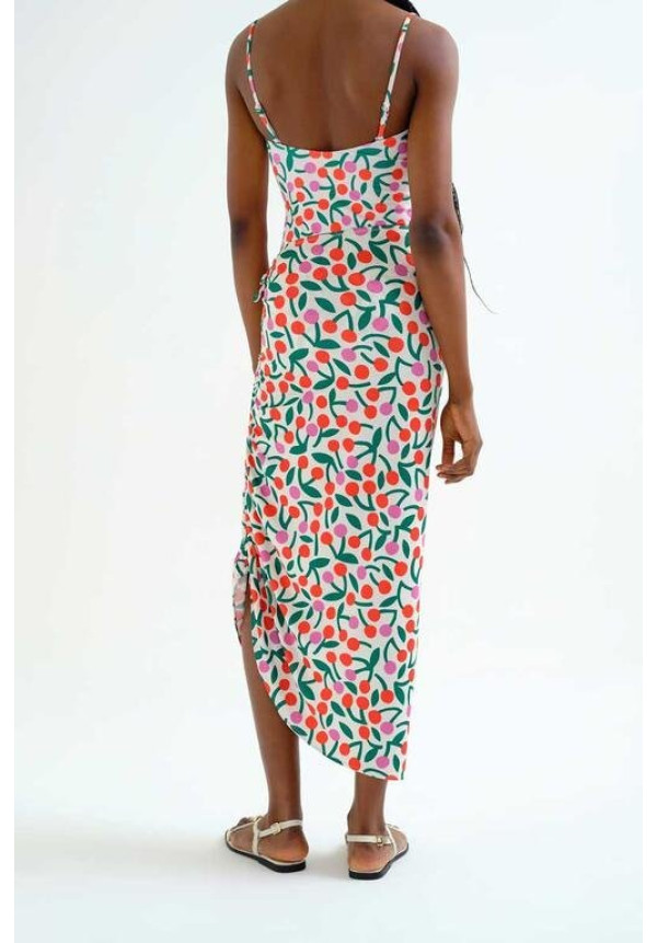 Falda midi con estampado Guinda