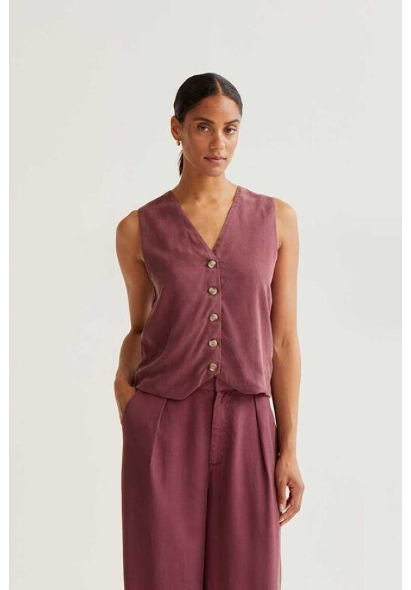 Chaleco escote pico marrón