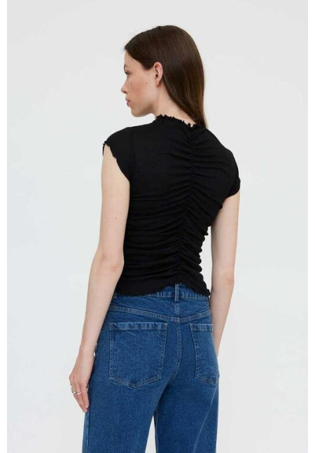 Camiseta fruncida negra