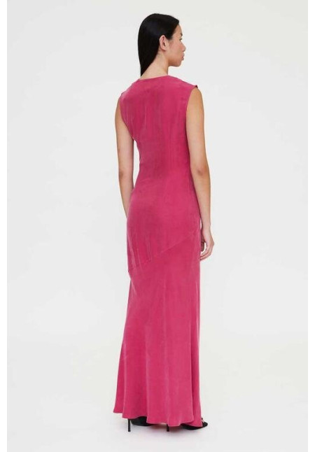 Vestido largo asimétrico fucsia