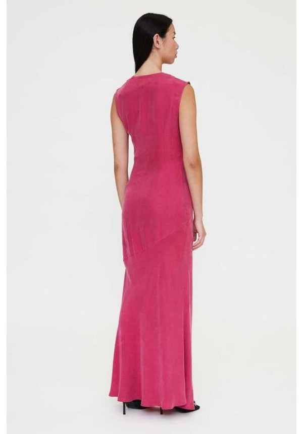 Vestido largo asimétrico fucsia