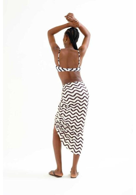 Falda midi con estampado Wave  Black & White