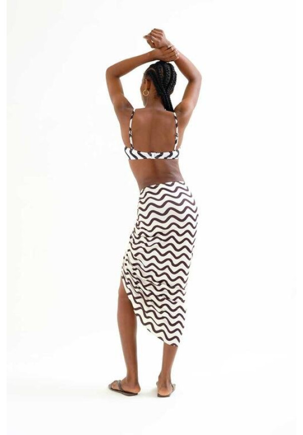 Falda midi con estampado Wave  Black & White