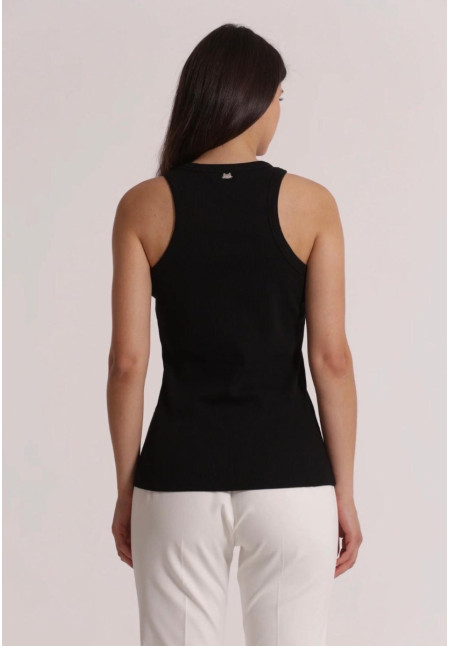 Camiseta de canalé con pedrería