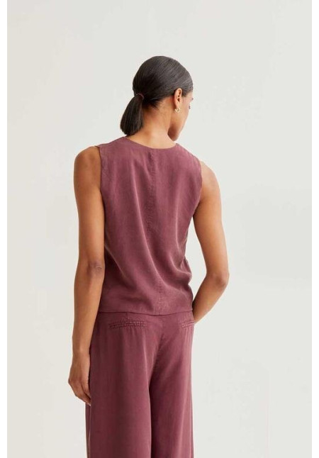 Chaleco escote pico marrón